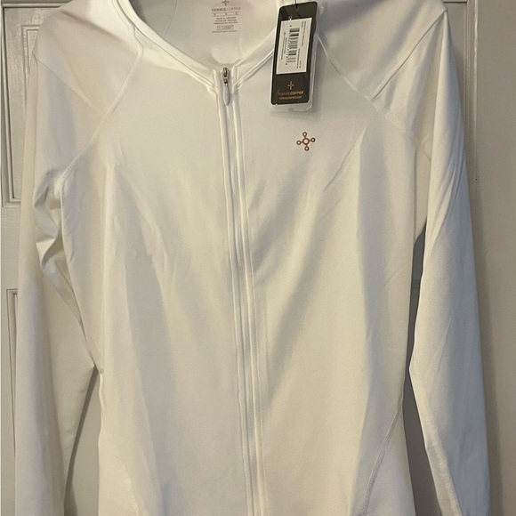 Tommie Copper Shirt Mens Medium  Full Back SUpport Full Zip Long Sleeve White - Picture 1 of 7